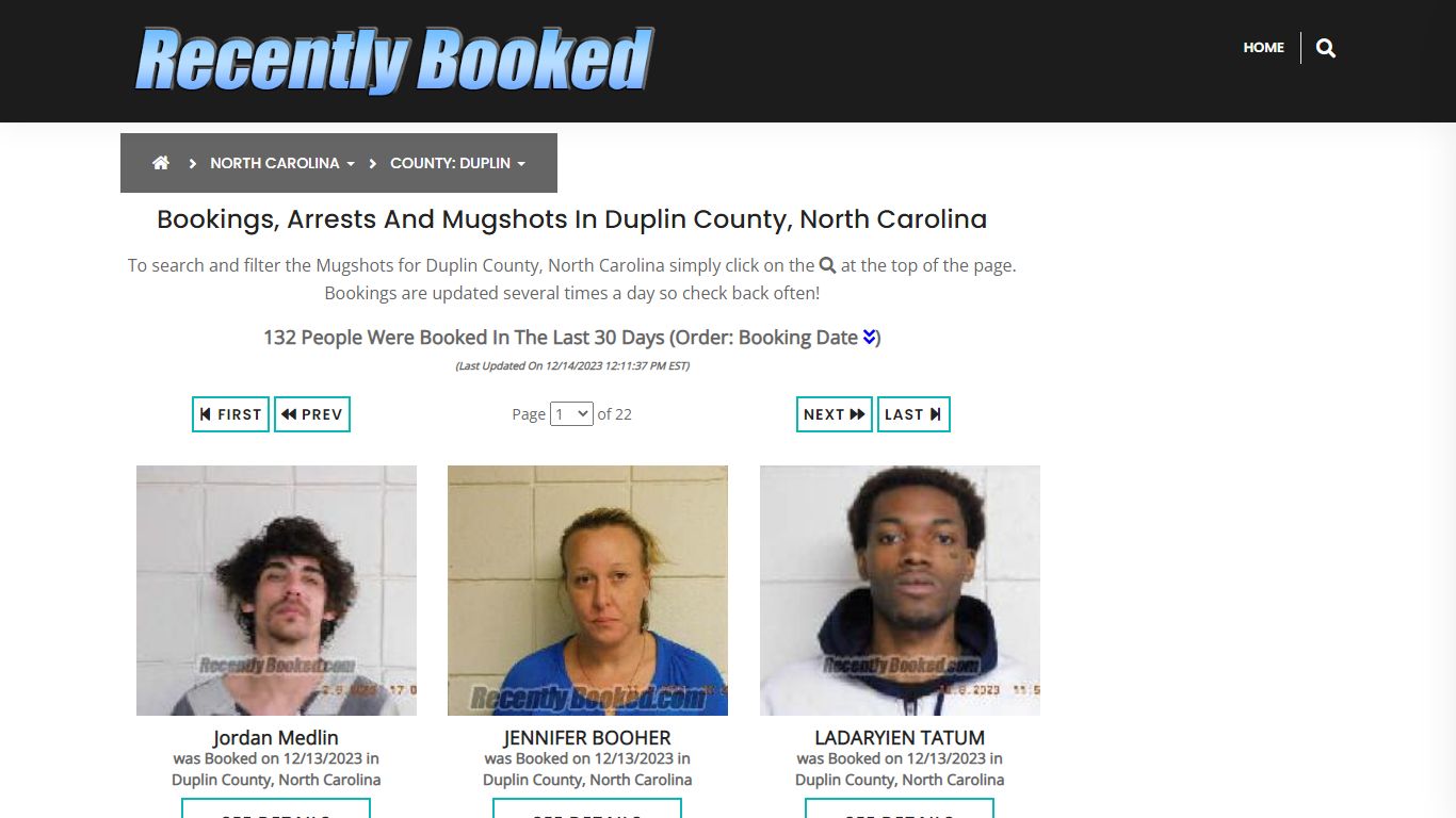 Bookings, Arrests and Mugshots in Duplin County, North Carolina